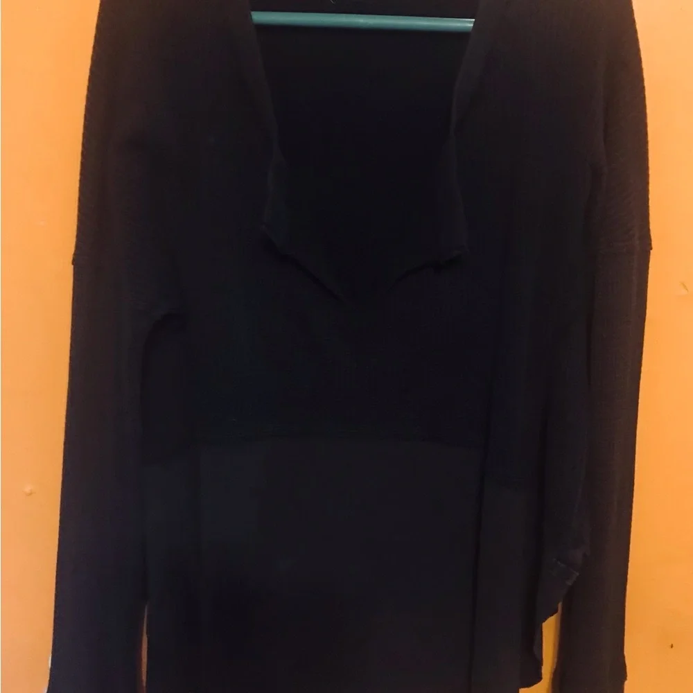 We The Free Brownish Black ( Brack/ espresso) V-Neck Sweater - Picture 2 of 6